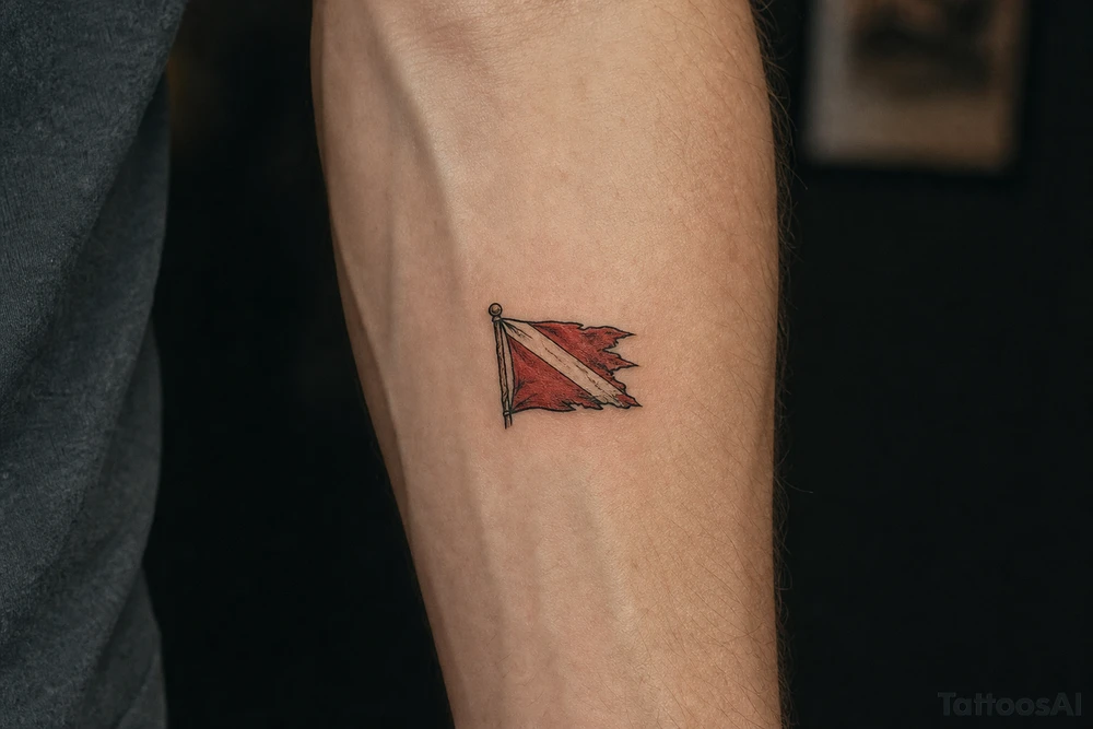 tattered dive flag tattoo idea