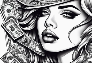 Girl mouth and money tattoo idea