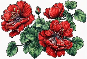 Raining red geraniums tattoo idea