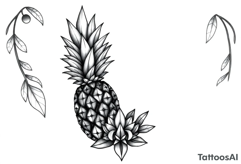 Bushy crown pineapple vagina, design to go over vagina , erotic vagina area design, anus to be at the bottom tattoo idea