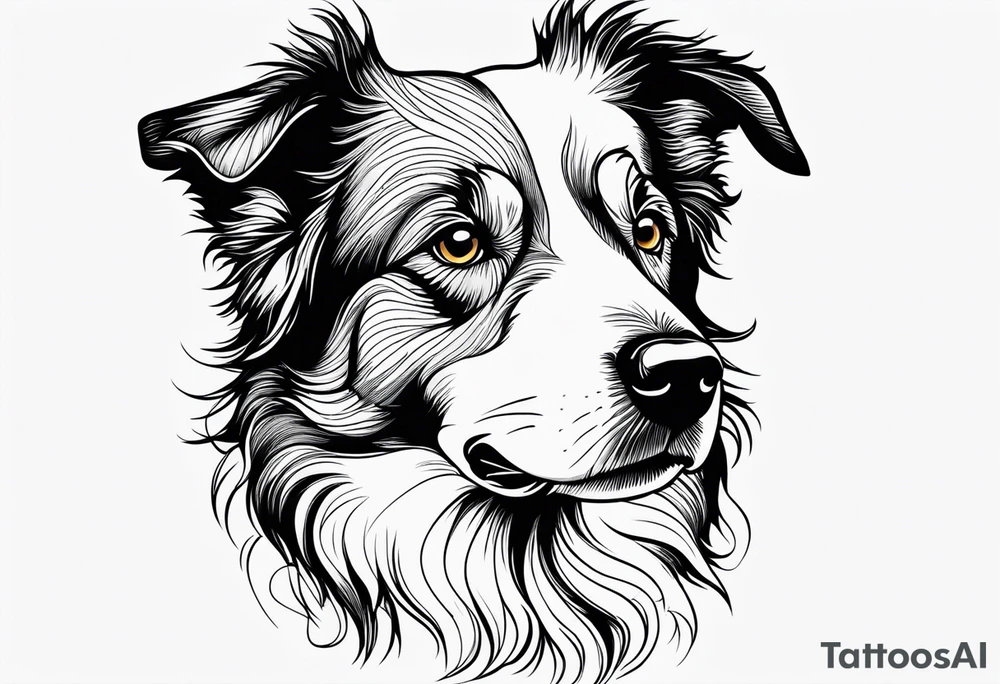 Border collie ears outline tattoo idea