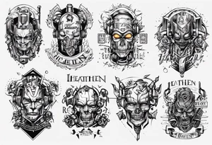 heathen robotic wording tattoo idea