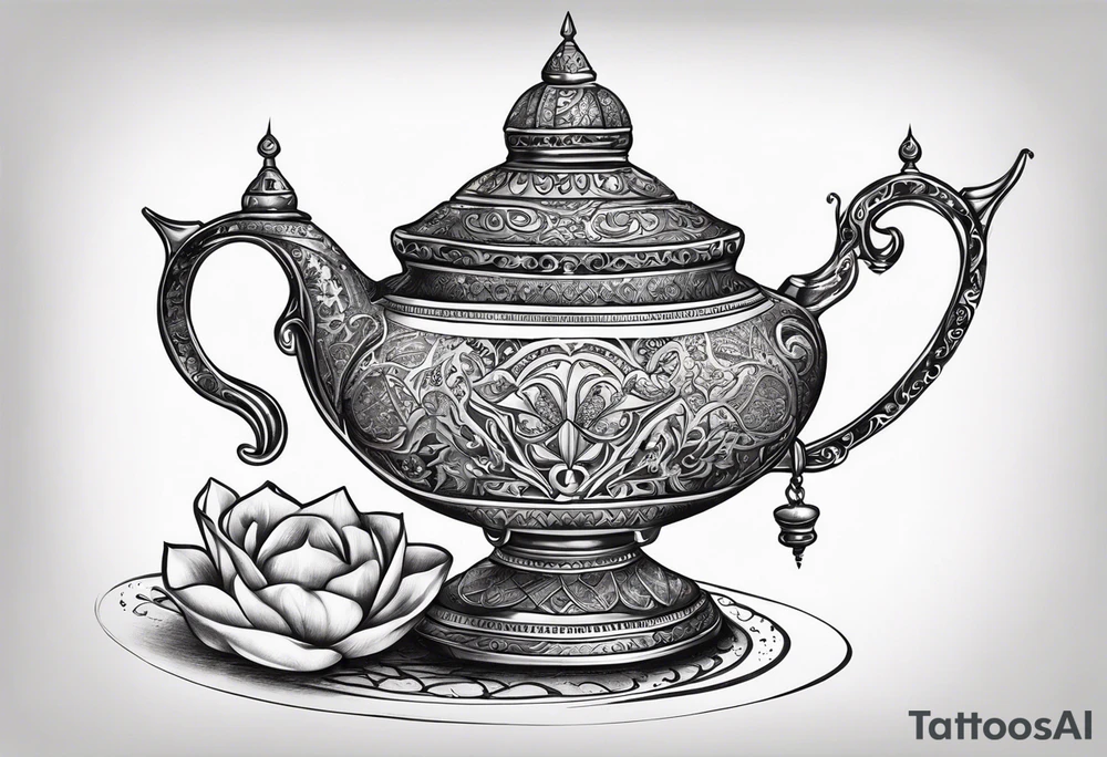 magic lamp with message prince ali in arabic tattoo idea