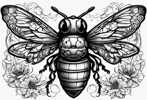 Ghost with a bee butt and wings tattoo idea