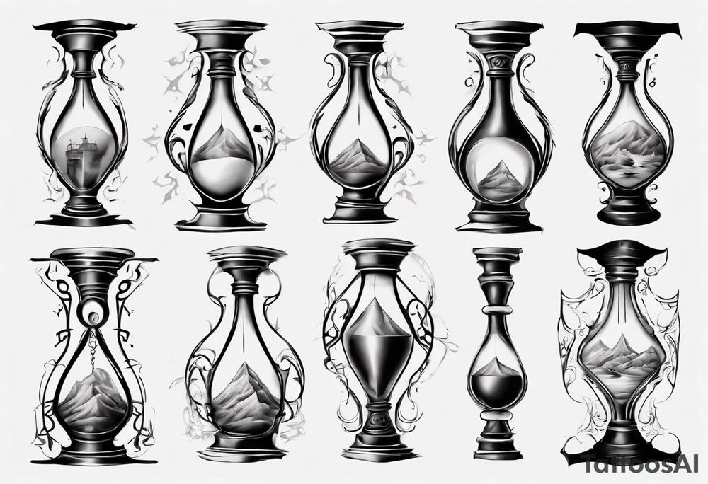 an hourglass with filagree tattoo idea