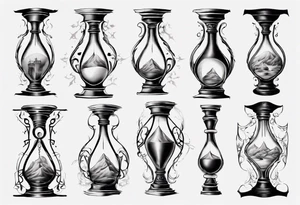 an hourglass with filagree tattoo idea
