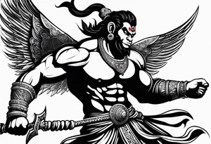 hanuman flying holding his mace (no wings) tattoo idea