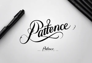 a small tattoo that says  patience in cursive writing tattoo idea