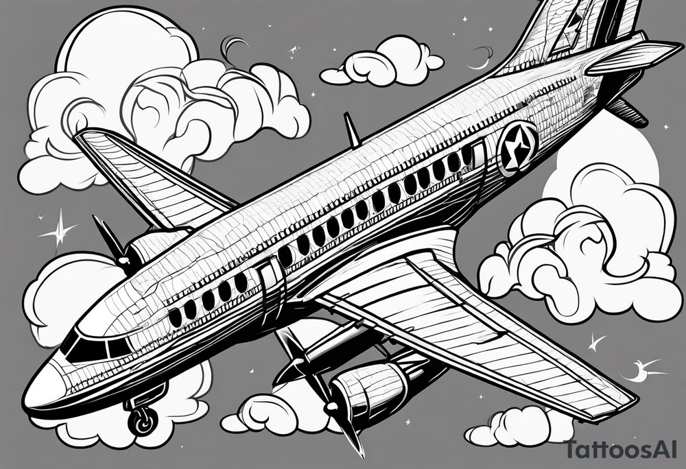 plane smoking cigarette tattoo idea