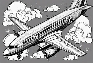 plane smoking cigarette tattoo idea