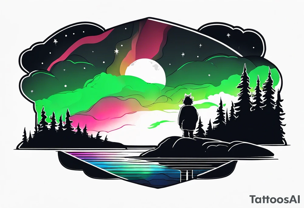 Northern lights with pennywise from IT tattoo idea