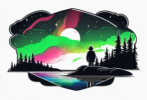 Northern lights with pennywise from IT tattoo idea