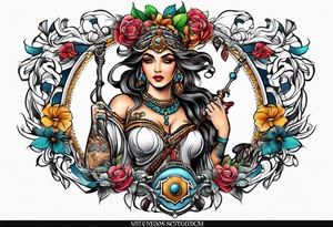Themis with scales in hands tattoo idea