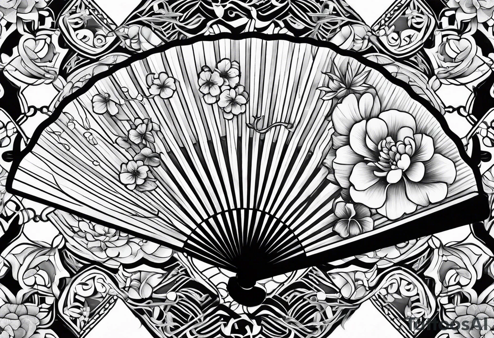 Black Japanese fan tattoo idea