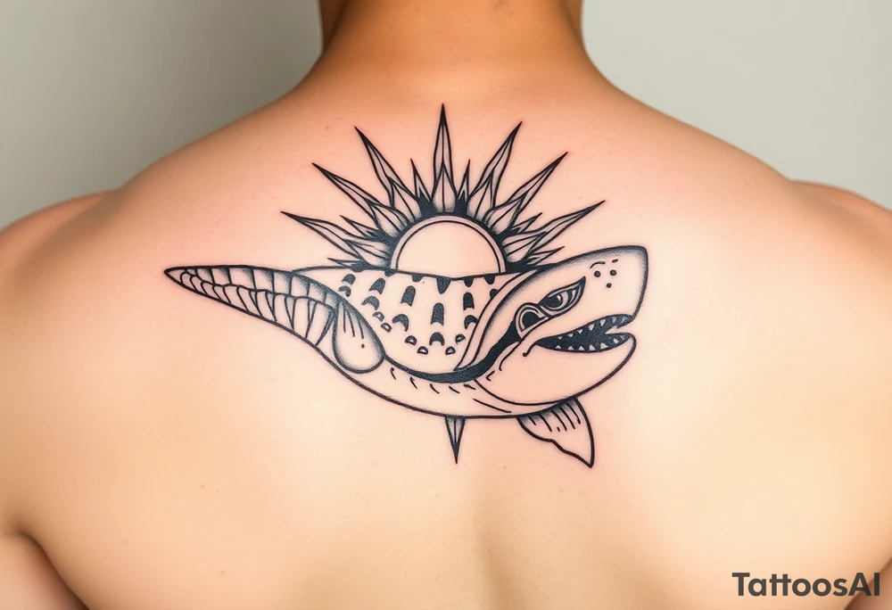 Polynesian sun turtle shark manta fish hook Geiger tattoo idea