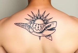 Polynesian sun turtle shark manta fish hook Geiger tattoo idea