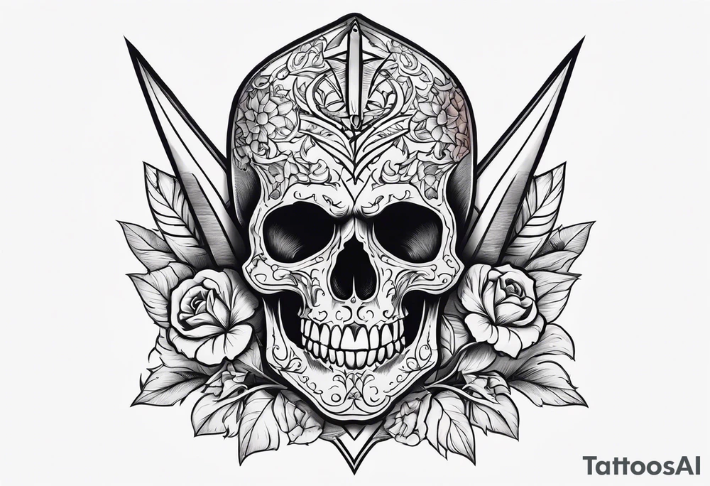 Skull and dagger tattoo idea
