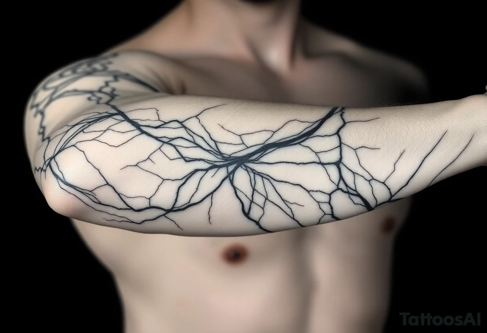 Lines that run across the veins, creating almost wound-like feel and is abstract linear. Almost paintbrush effects too. tattoo idea