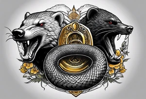 Three headed serpent and honey badger tattoo idea