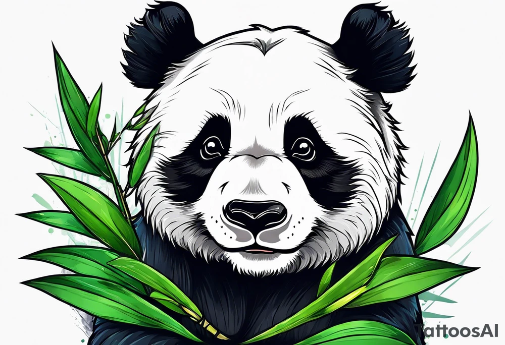 Cute panda only face with bamboo tattoo idea