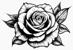 Bloomed rose with female body, kneeling tattoo idea