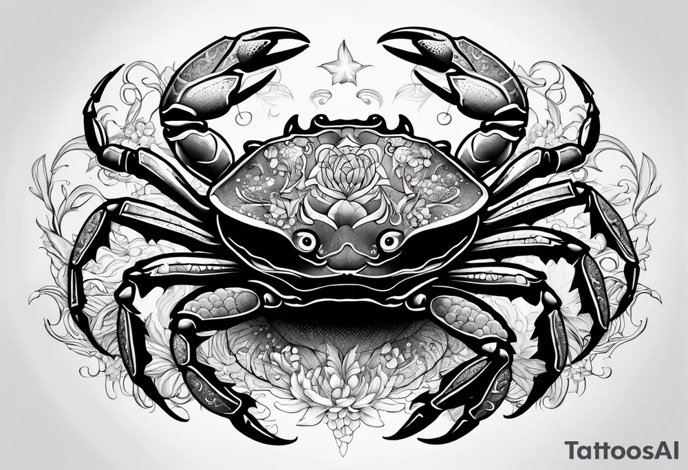 Crab con numero 69 nelle chele tattoo idea