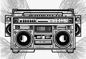 Boombox fineline minimalistic from above tattoo idea