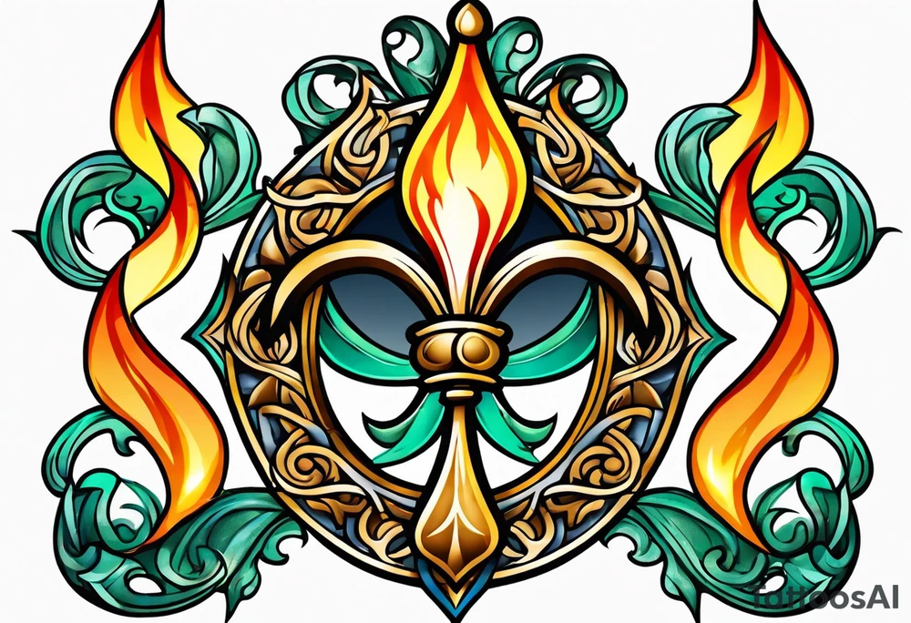 Fleur de lys celtique en flamme tattoo idea