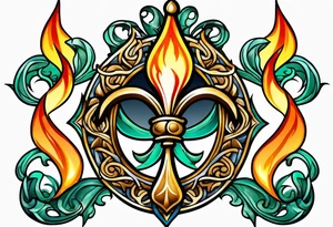 Fleur de lys celtique en flamme tattoo idea