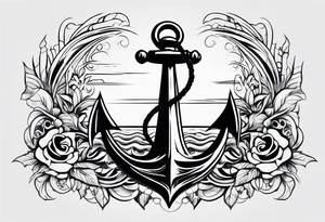 black and white, poly tribal, great white, and broken anchor tattoo idea