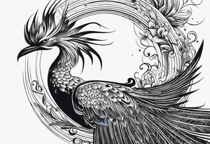 phoenix sur une lune bleu tattoo idea