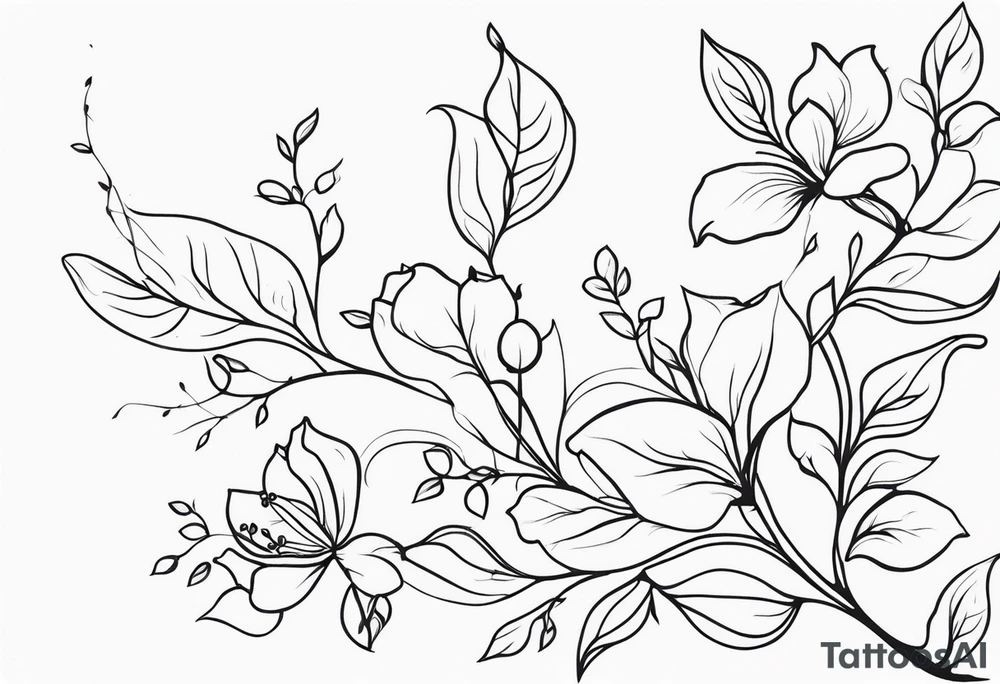 vines of flowers and leaves tattoo idea