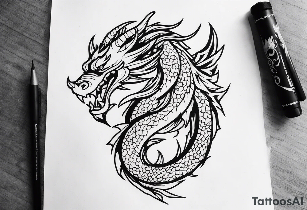 Old school dragon going up tattoo idea