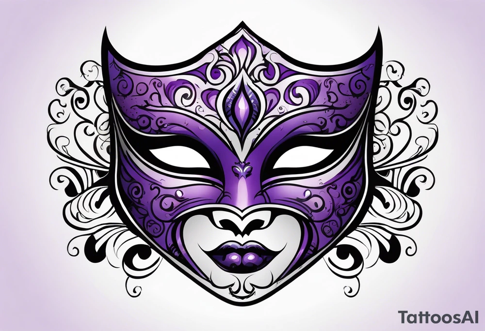 Unhappy Masquerade mask that is purple and black tattoo idea