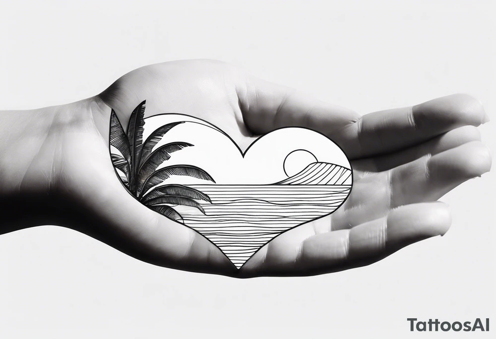 Inner arm , straight line Palm tree shell wave heart tattoo idea Inner arm , straight line Palm tree shell wave heart tattoo idea