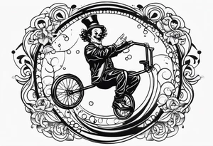 clown juggling on a unicycle tattoo idea