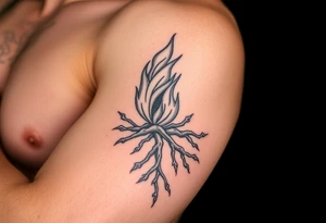 a flame in a roots form tattoo idea