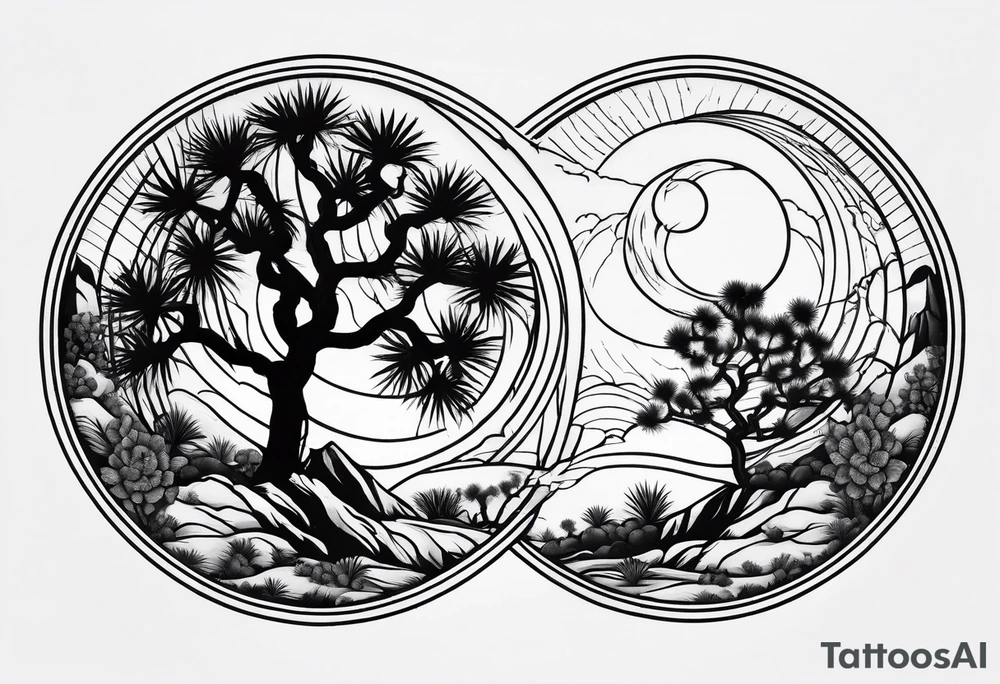 yin and yang joshua tree tattoo idea
