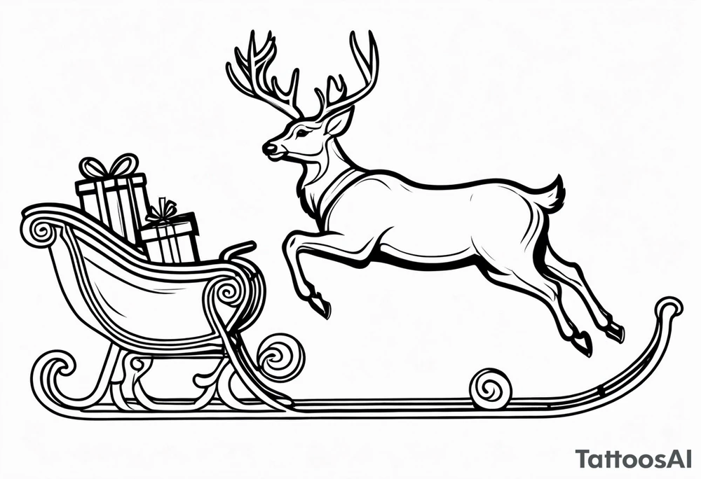 Sleigh Full of Gifts with santa and deer tattoo idea