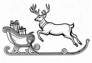 Sleigh Full of Gifts with santa and deer tattoo idea