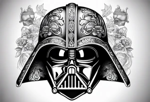 Darth Vader helmet in Roman gladiator style with skulls tattoo idea