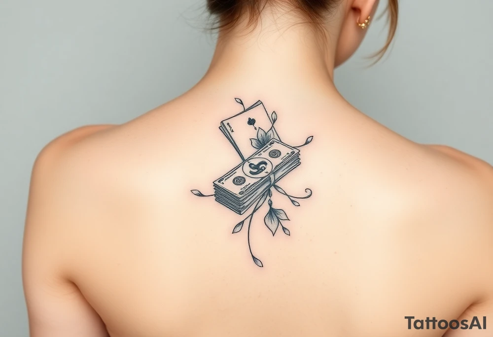 Memorial for grandma who loved gambling and money tattoo idea