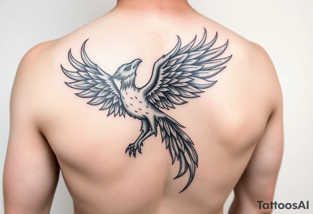 flaming phoenix on left arm tattoo idea