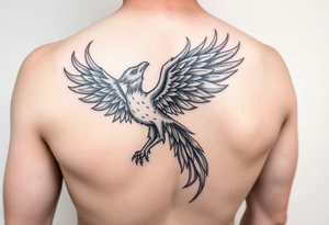 flaming phoenix on left arm tattoo idea