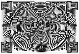 labyrinth Maze train tracks straight tattoo idea