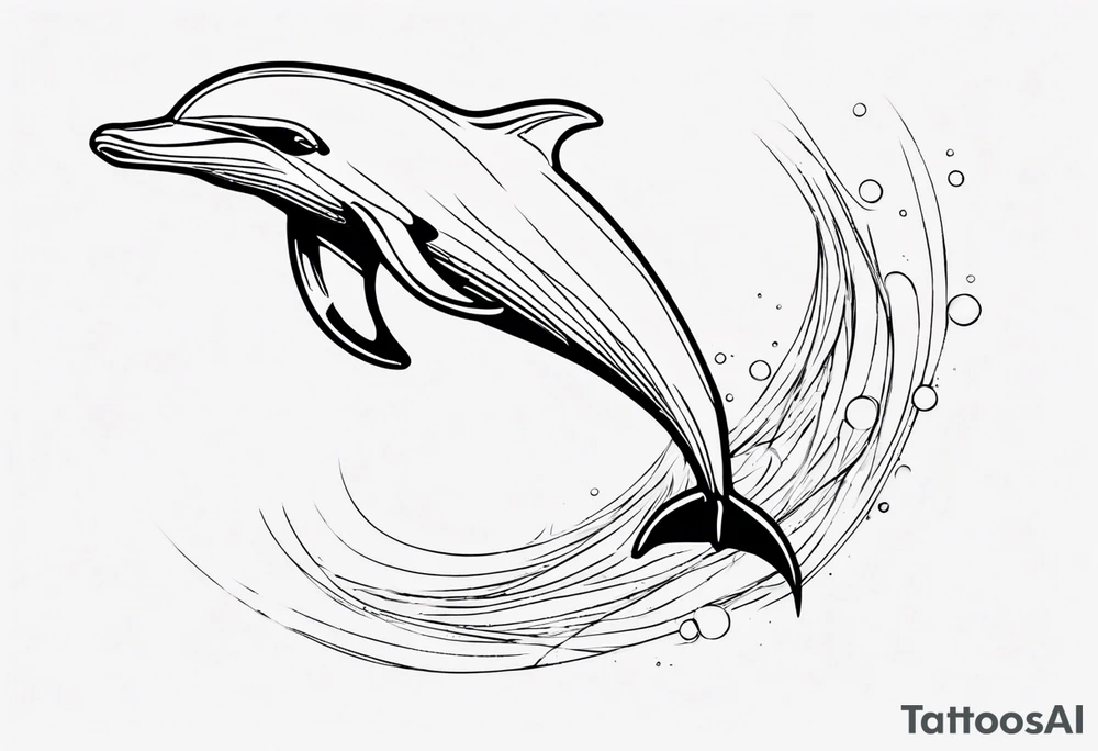 A thin outline of a dolphin without any fill. Just the outer lines only. tattoo idea