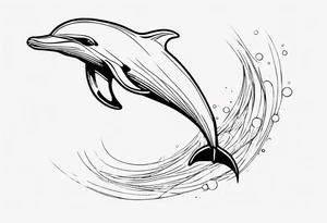 A thin outline of a dolphin without any fill. Just the outer lines only. tattoo idea