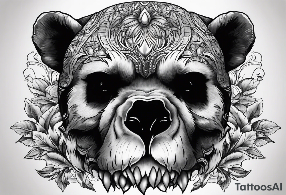 Got his skull bears head tattoo idea