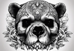 Got his skull bears head tattoo idea