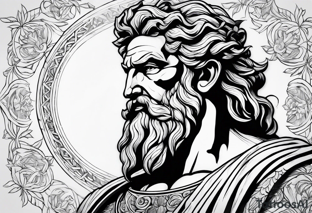 Zeus with background make it nice tattoo idea